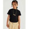 imageFlygo 2 Pack Crop Tops for Girls Cute Ruched Cotton TShirts Short Sleeve Tee Shirts Summer Crewneck Basic Tshirt 714 YearsBlackheathergrey