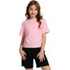 imageFlygo 2 Pack Crop Tops for Girls Cute Ruched Cotton TShirts Short Sleeve Tee Shirts Summer Crewneck Basic Tshirt 714 YearsBlackpink