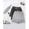 imageFlygo 3 Pack Boys Girls Cotton Shorts Kids Elastic Waisted Athletic Pull On Running Sweat Shorts Joggers with PocketsBlackdarkgreylightgrey