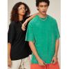 imageFlygo 3 Pack Men Oversized T Shirts Acid Washed Unisex Tee Loose Fit Short Sleeve Casual Streetwear Baggy Basic TopsBlackgreygreen