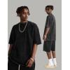 imageFlygo 3 Pack Mens Oversized TShirts Vintage 280G Heavy Cotton Streetwear Short Sleeve Solid Basic Tee Acid Washed TopsBlackdarkgreybeige