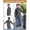 imageFlygo Boys Girls Long Sleeve Plaid Button Up Shirt Kids Casual Button Down Shirts Tops with PocketsBlack White Plaid