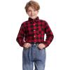 imageFlygo Boys Girls Long Sleeve Plaid Button Up Shirt Kids Casual Button Down Shirts Tops with PocketsRed Black Plaid