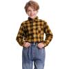 imageFlygo Boys Girls Long Sleeve Plaid Button Up Shirt Kids Casual Button Down Shirts Tops with PocketsYellow Black Plaid