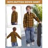 imageFlygo Boys Girls Long Sleeve Plaid Button Up Shirt Kids Casual Button Down Shirts Tops with PocketsYellow Black Plaid