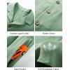 imageFlygo Boys Summer 2 Piece Beach Outfits Casual Short Sleeve Button Down Shirts and Shorts Vacation Outfit Textured SetsLight Green