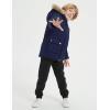 imageFlygo Boys Winter Coat Fleece Lined Kids Puffer Jacket Warm Quilted Hooded Parka JacketsNavy