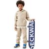imageFlygo Girls Boys Fleece 2 Piece Outfits Pants Set Hoodies Sweatshirt and Jogger SweatpantsBeige