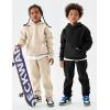 imageFlygo Girls Boys Fleece 2 Piece Outfits Pants Set Hoodies Sweatshirt and Jogger SweatpantsBeige
