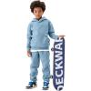 imageFlygo Girls Boys Fleece 2 Piece Outfits Pants Set Hoodies Sweatshirt and Jogger SweatpantsBlue