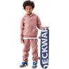 imageFlygo Girls Boys Fleece 2 Piece Outfits Pants Set Hoodies Sweatshirt and Jogger SweatpantsDark Pink