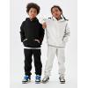 imageFlygo Girls Boys Fleece 2 Piece Outfits Pants Set Hoodies Sweatshirt and Jogger SweatpantsGrey