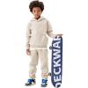 imageFlygo Girls Boys Fleece 2 Piece Outfits Pants Set Hoodies Sweatshirt and Jogger SweatpantsKhaki
