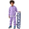 imageFlygo Girls Boys Fleece 2 Piece Outfits Pants Set Hoodies Sweatshirt and Jogger SweatpantsPurple