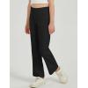 imageFlygo Girls Flare Yoga Pants Kids High Waisted Multiple Pockets Bell Bottoms Button Bootcut Stretchy PantsBlack