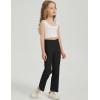 imageFlygo Girls Flare Yoga Pants Kids High Waisted Multiple Pockets Bell Bottoms Button Bootcut Stretchy PantsBlack
