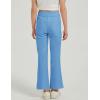 imageFlygo Girls Flare Yoga Pants Kids High Waisted Multiple Pockets Bell Bottoms Button Bootcut Stretchy PantsBlue