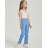imageFlygo Girls Flare Yoga Pants Kids High Waisted Multiple Pockets Bell Bottoms Button Bootcut Stretchy PantsBlue