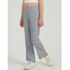 imageFlygo Girls Flare Yoga Pants Kids High Waisted Multiple Pockets Bell Bottoms Button Bootcut Stretchy PantsGrey