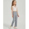 imageFlygo Girls Flare Yoga Pants Kids High Waisted Multiple Pockets Bell Bottoms Button Bootcut Stretchy PantsGrey