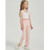imageFlygo Girls Flare Yoga Pants Kids High Waisted Multiple Pockets Bell Bottoms Button Bootcut Stretchy PantsPink