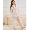 imageFlygo Girls Fuzzy Pants Set Fleece Outfits Winter Flannel Loose Fluffy Pullover Sweatshirt Top Pants SweatsuitBeige