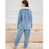 imageFlygo Girls Fuzzy Pants Set Fleece Outfits Winter Flannel Loose Fluffy Pullover Sweatshirt Top Pants SweatsuitBlue