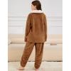 imageFlygo Girls Fuzzy Pants Set Fleece Outfits Winter Flannel Loose Fluffy Pullover Sweatshirt Top Pants SweatsuitBrown