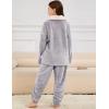 imageFlygo Girls Fuzzy Pants Set Fleece Outfits Winter Flannel Loose Fluffy Pullover Sweatshirt Top Pants SweatsuitGrey
