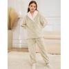 imageFlygo Girls Fuzzy Pants Set Fleece Outfits Winter Flannel Loose Fluffy Pullover Sweatshirt Top Pants SweatsuitKhaki