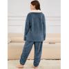 imageFlygo Girls Fuzzy Pants Set Fleece Outfits Winter Flannel Loose Fluffy Pullover Sweatshirt Top Pants SweatsuitNavy