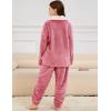 imageFlygo Girls Fuzzy Pants Set Fleece Outfits Winter Flannel Loose Fluffy Pullover Sweatshirt Top Pants SweatsuitPink