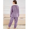 imageFlygo Girls Fuzzy Pants Set Fleece Outfits Winter Flannel Loose Fluffy Pullover Sweatshirt Top Pants SweatsuitPurple