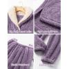 imageFlygo Girls Fuzzy Pants Set Fleece Outfits Winter Flannel Loose Fluffy Pullover Sweatshirt Top Pants SweatsuitPurple