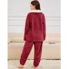 imageFlygo Girls Fuzzy Pants Set Fleece Outfits Winter Flannel Loose Fluffy Pullover Sweatshirt Top Pants SweatsuitRed