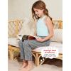imageFlygo Girls Plaid Wide Leg Pants Gingham Elastic Waist Trousers Cute Print Bottoms with Slant PocketsBlack
