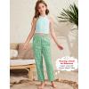 imageFlygo Girls Plaid Wide Leg Pants Gingham Elastic Waist Trousers Cute Print Bottoms with Slant PocketsGreen