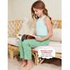 imageFlygo Girls Plaid Wide Leg Pants Gingham Elastic Waist Trousers Cute Print Bottoms with Slant PocketsGreen
