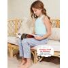 imageFlygo Girls Plaid Wide Leg Pants Gingham Elastic Waist Trousers Cute Print Bottoms with Slant PocketsNavy