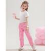 imageFlygo Girls Plaid Wide Leg Pants Gingham Elastic Waist Trousers Cute Print Bottoms with Slant PocketsRed