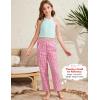 imageFlygo Girls Plaid Wide Leg Pants Gingham Elastic Waist Trousers Cute Print Bottoms with Slant PocketsRed