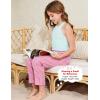 imageFlygo Girls Plaid Wide Leg Pants Gingham Elastic Waist Trousers Cute Print Bottoms with Slant PocketsRed