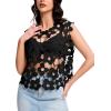 imageFlygo Hollow Out Floral Lace Crop Top for Women 2025 Trendy Oversized Sleeveless Crochet Vest Coverup Y2K Going Out TopsBlack