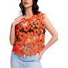 imageFlygo Hollow Out Floral Lace Crop Top for Women 2025 Trendy Oversized Sleeveless Crochet Vest Coverup Y2K Going Out TopsOrange