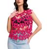 imageFlygo Hollow Out Floral Lace Crop Top for Women 2025 Trendy Oversized Sleeveless Crochet Vest Coverup Y2K Going Out TopsRose Red