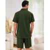 imageFlygo Men Cotton Linen Sets Outfits 2 Piece Summer Short Sleeve Shirt and Shorts Set Beach Wear Vacation OutfitArmy Green