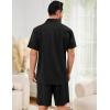 imageFlygo Men Cotton Linen Sets Outfits 2 Piece Summer Short Sleeve Shirt and Shorts Set Beach Wear Vacation OutfitBlack