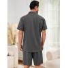 imageFlygo Men Cotton Linen Sets Outfits 2 Piece Summer Short Sleeve Shirt and Shorts Set Beach Wear Vacation OutfitGrey