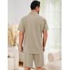 imageFlygo Men Cotton Linen Sets Outfits 2 Piece Summer Short Sleeve Shirt and Shorts Set Beach Wear Vacation OutfitKhaki
