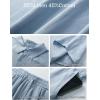 imageFlygo Men Cotton Linen Sets Outfits 2 Piece Summer Short Sleeve Shirt and Shorts Set Beach Wear Vacation OutfitLight Blue